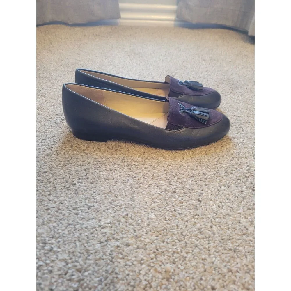 Trotters Signature Womens Loafers Size 7N Black Leather Suede Tassel Flats